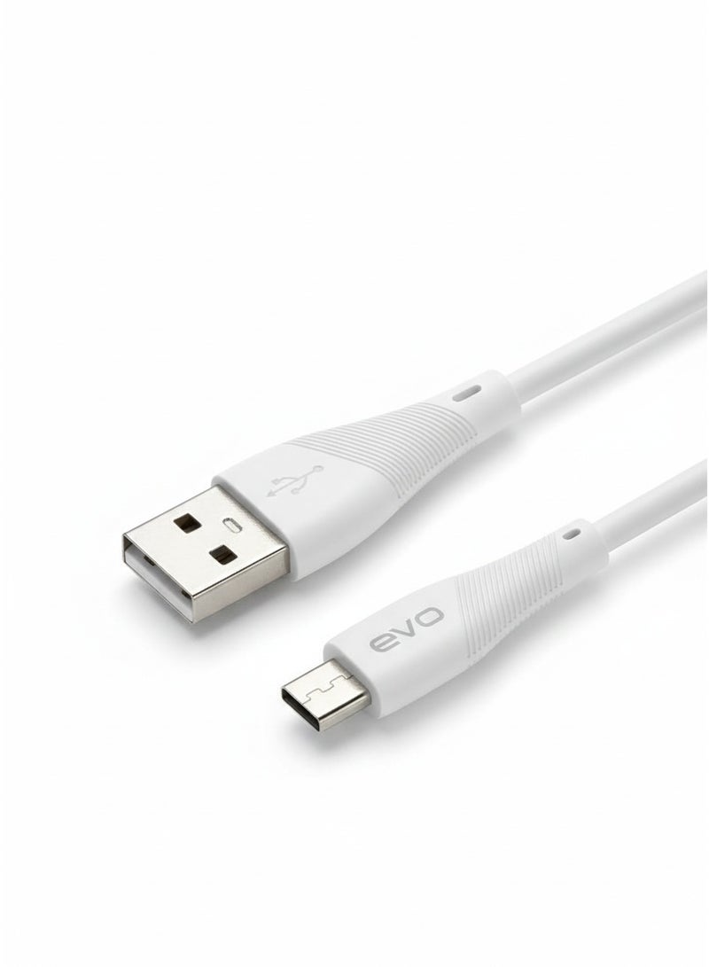 إيفو كابل الشحن السريع ونقل البيانات B04V من USB إلى Micro USB (V8)، شحن عالي السرعة 2.4 أمبير ونقل بيانات مستقر، تصميم متين مقاوم للانحناء، مقاوم للتشابك والحرارة للاستخدام المنزلي والمكتبي والسفر - Image 1